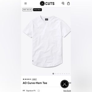 New with tags Cuts clothing - AO Curve-Hem Tee- Large- white best seller!